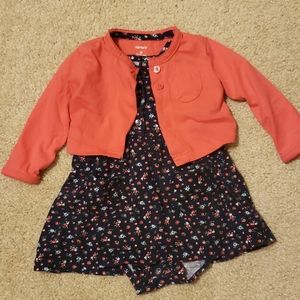Matching Navy Dress and Deep Coral Cardigan